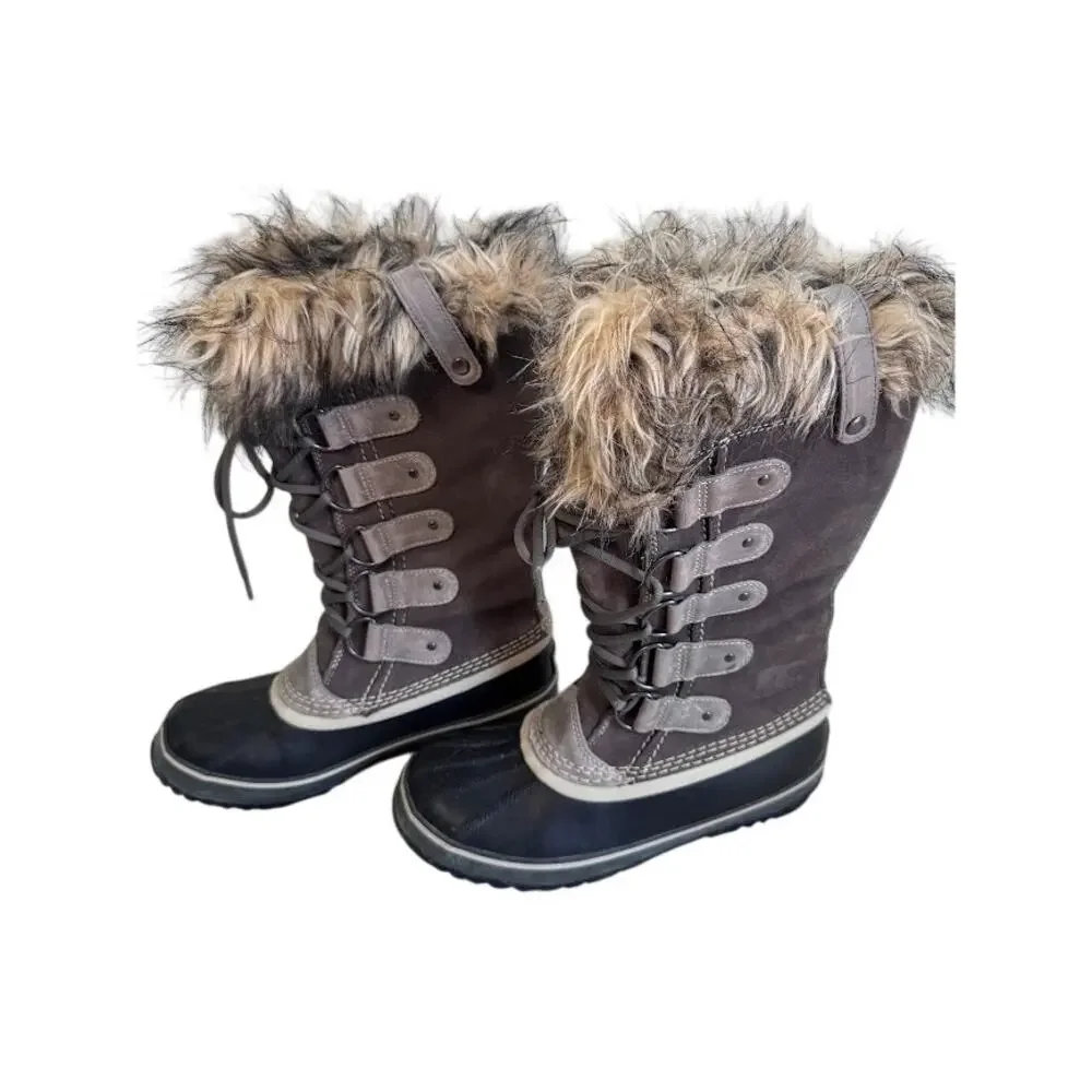 Sorel Joan of Arctic Quarry Grey Suede Winter Snow Boots NL1540-051 Size 9